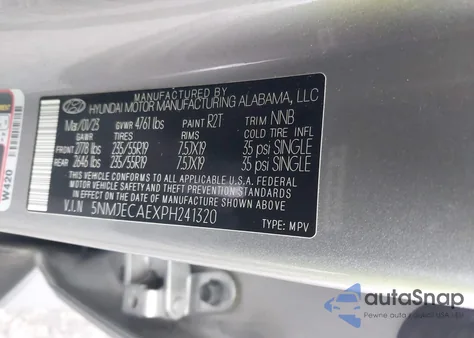 2023 Hyundai Tucson Limited z USA, uszkodzony, nr VIN 5NMJECAEXPH241320